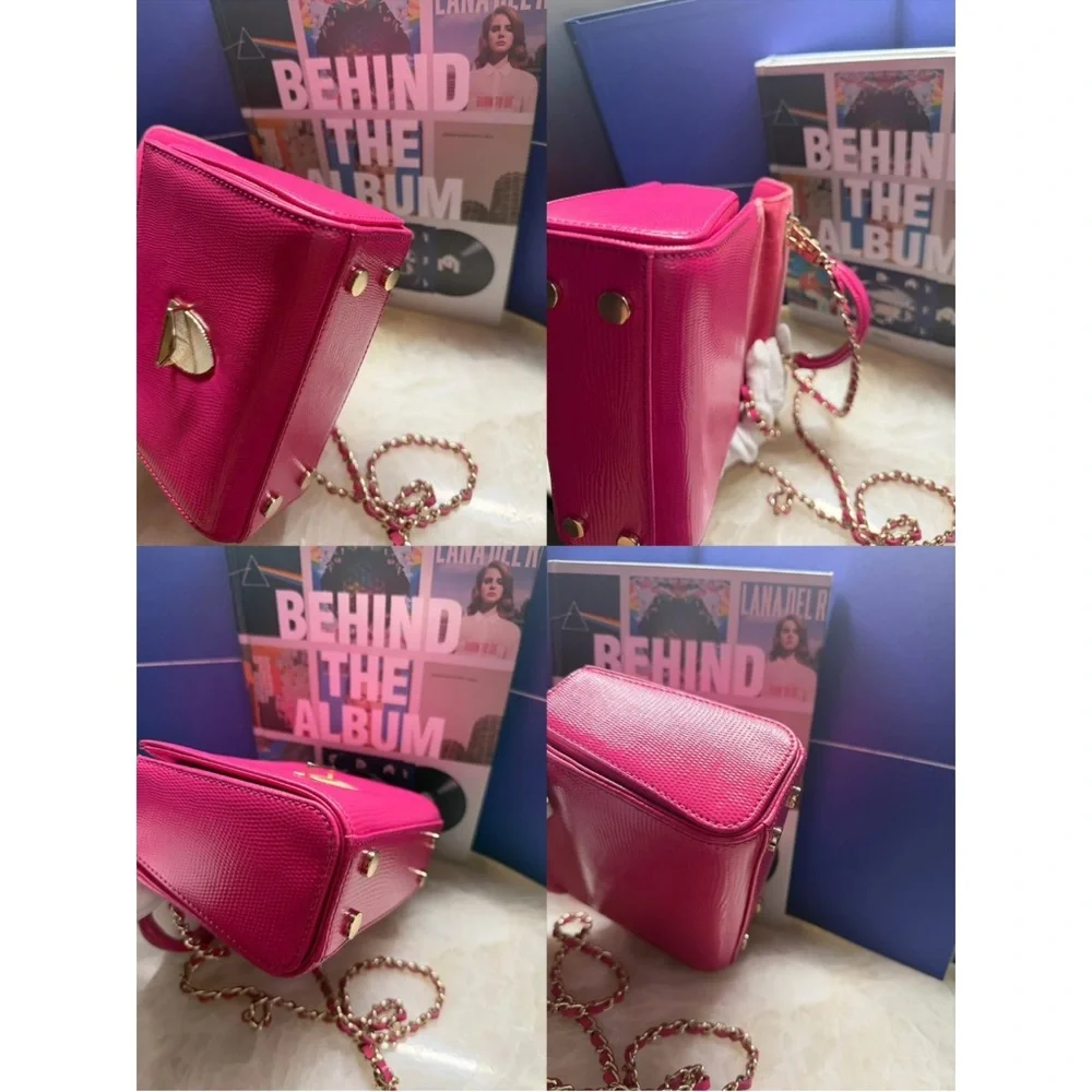 Fuchsia Box Handbag with Chain Strap